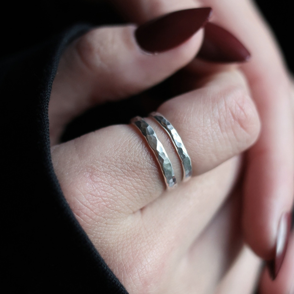 Handhamrad ring 3 mm - Silverring