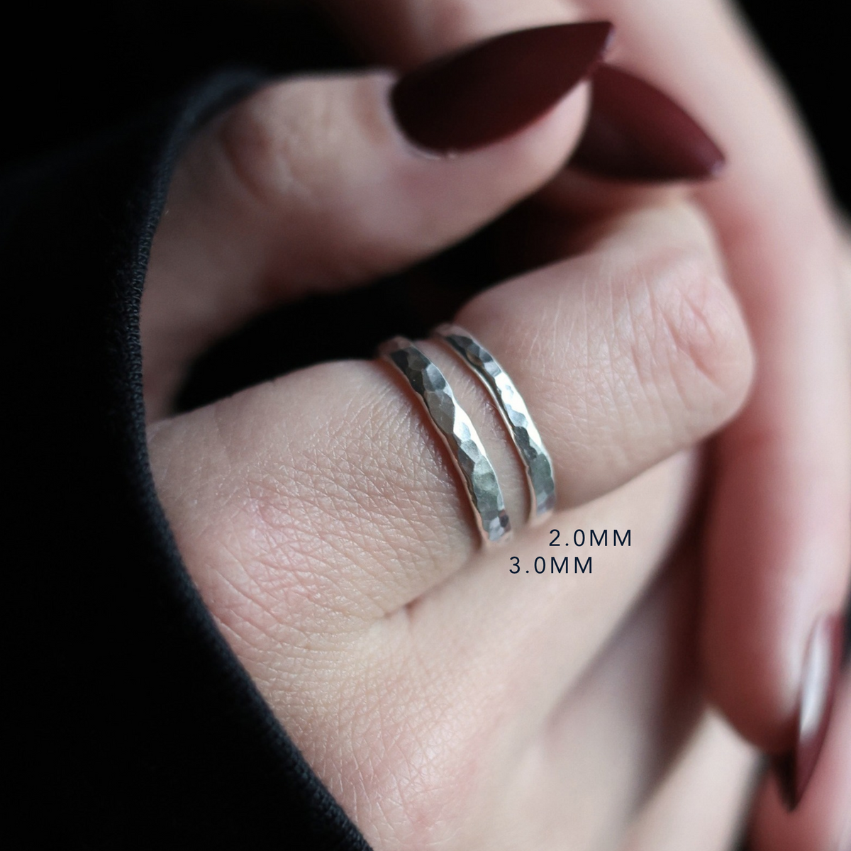 Handhamrad ring 3 mm - Silverring