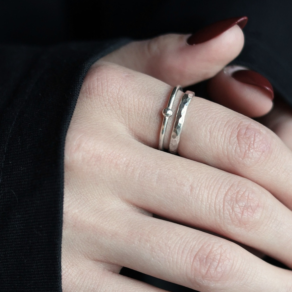Handhamrad ring 3 mm - Silverring